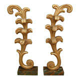 pair of Italian gilded wood mantel ornaments