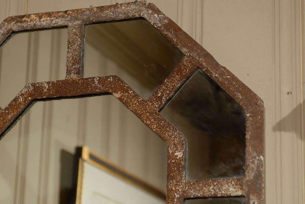 20th Century Rustic Antique Octagonal Iron Mirrors For Sale