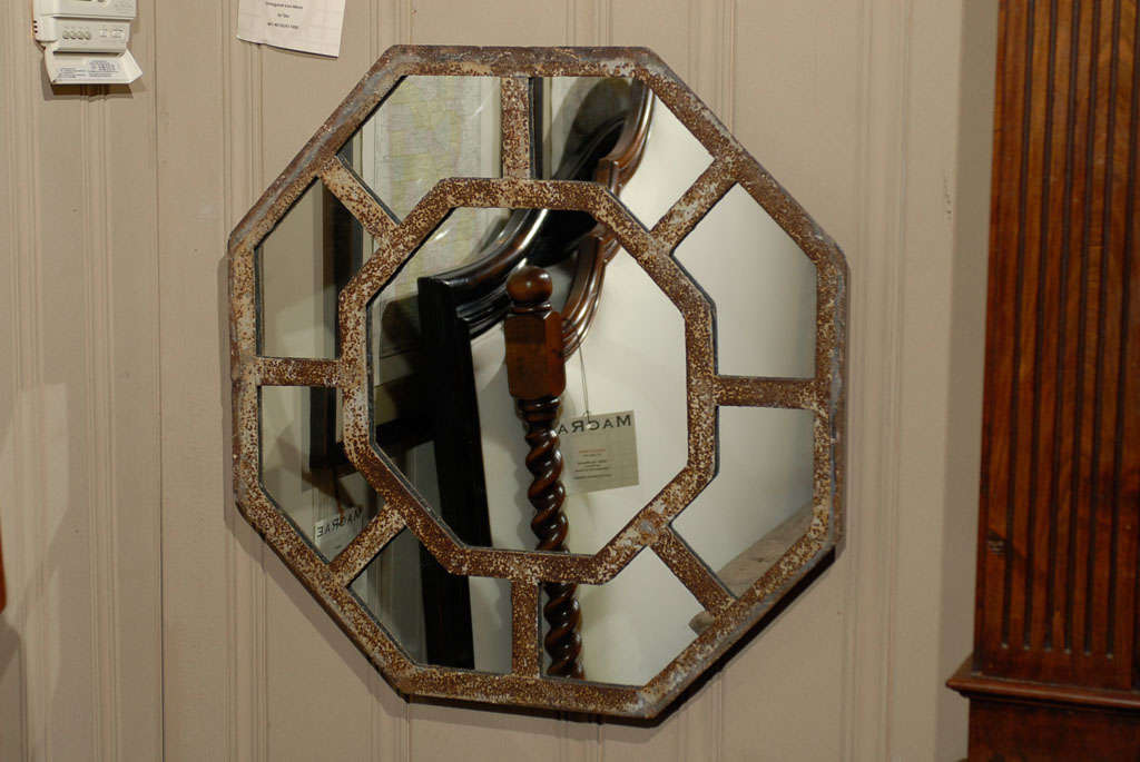 Rustic Antique Octagonal Iron Mirrors, Two Available For Sale at 1stdibs