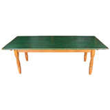 Farmhouse Table with Green Painted Top