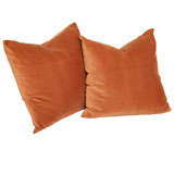 Pair Rust French Velvet Pillows