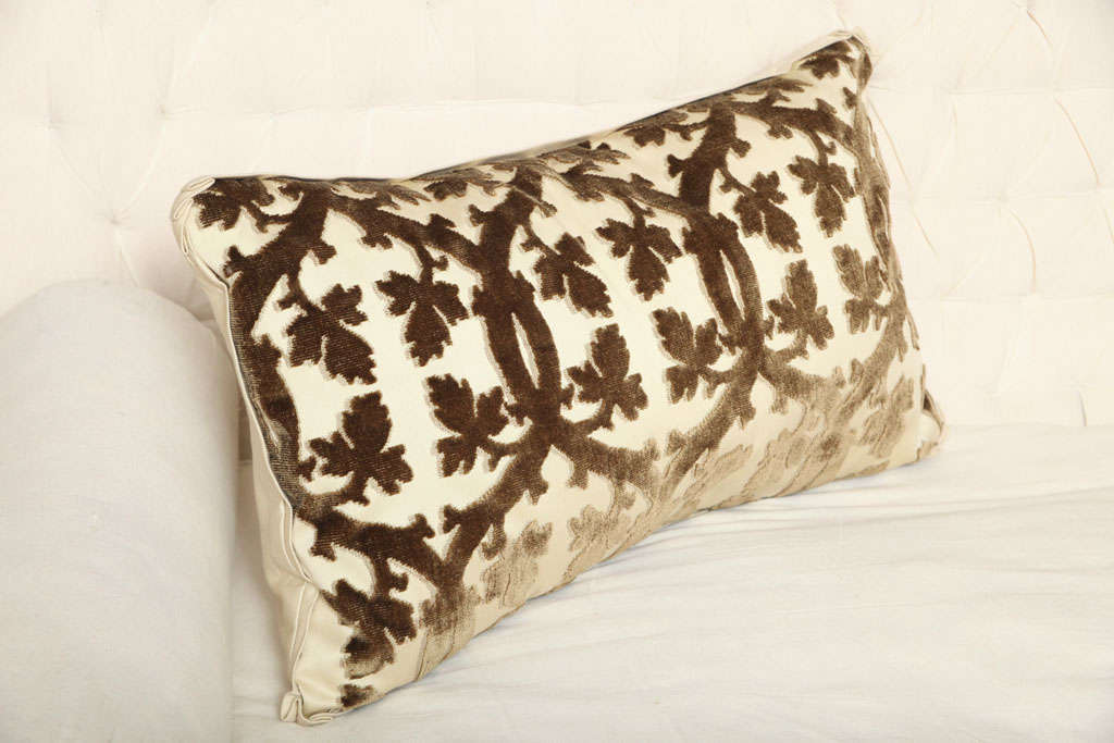 American Brown and Ivory Scalamandre Velvet Pillow