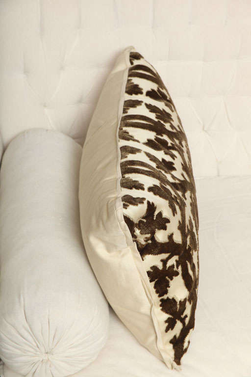 Brown and Ivory Scalamandre Velvet Pillow 1