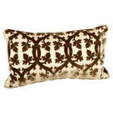 Brown and Ivory Scalamandre Velvet Pillow