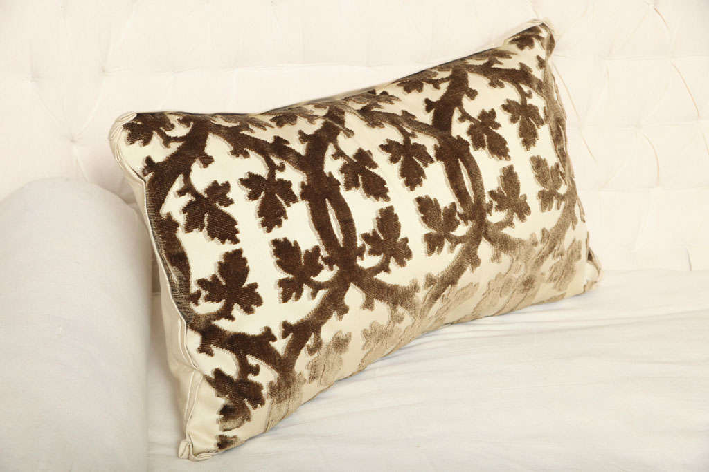 Brown and Ivory Scalamandre Velvet Pillow at 1stdibs
