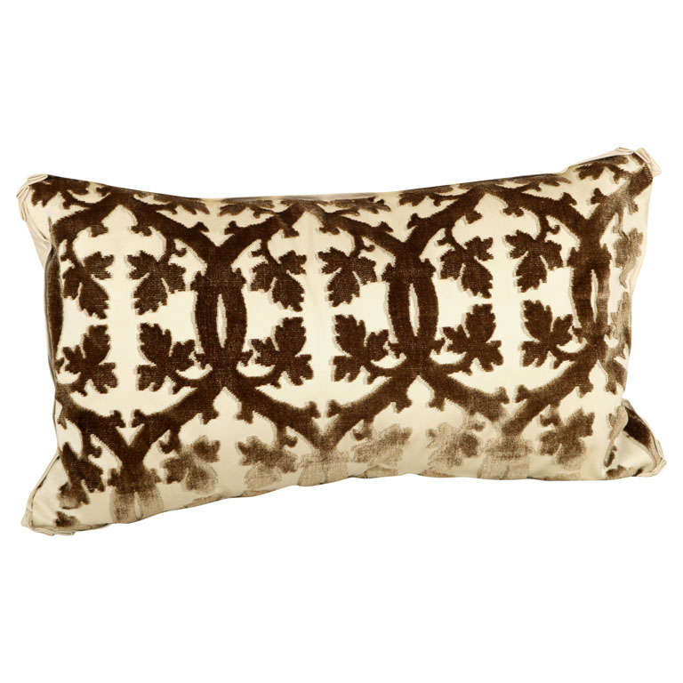 Brown and Ivory Scalamandre Velvet Pillow at 1stdibs