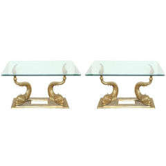 Pair Brass "Grotto" Consoles