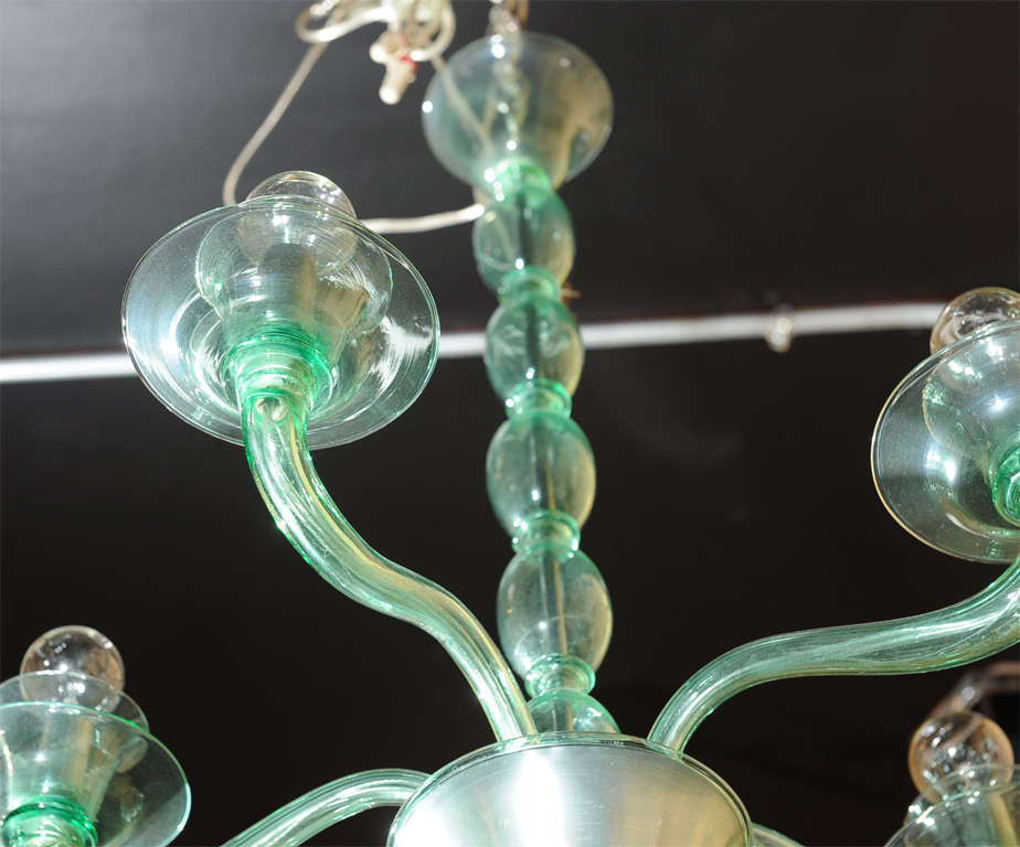 green chandeliers