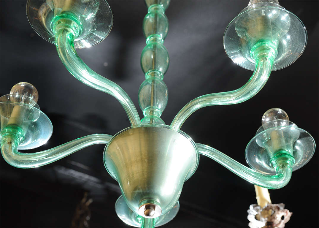Blown Glass Green Murano Glass Chandelier