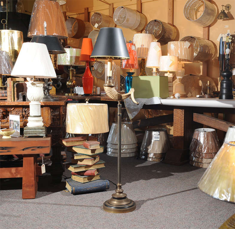 Handsome faux horn floor lamp.  Lamp Shade included.