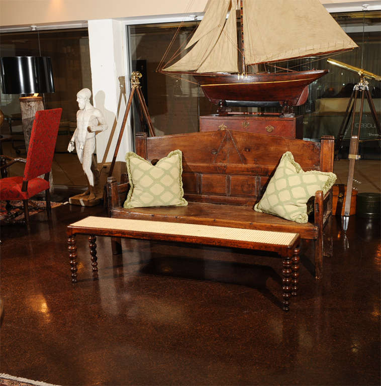 Narrow Mahogany Bench with Canned Seat; English circa 1880