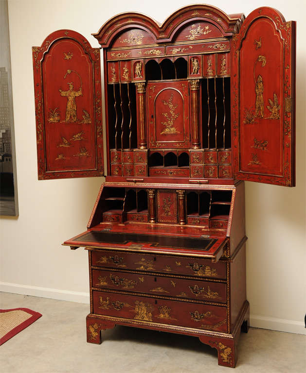 A George I style lacquered Bureau Bookcase For Sale 1