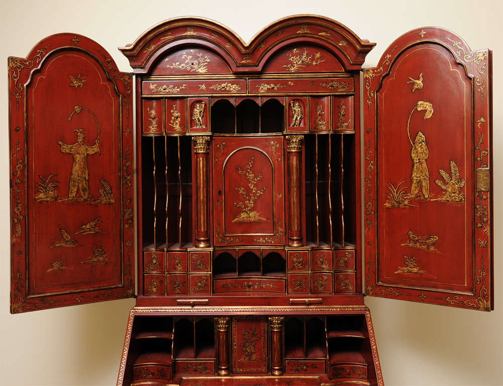 A George I style lacquered Bureau Bookcase For Sale 2
