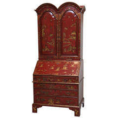 A George I style lacquered Bureau Bookcase