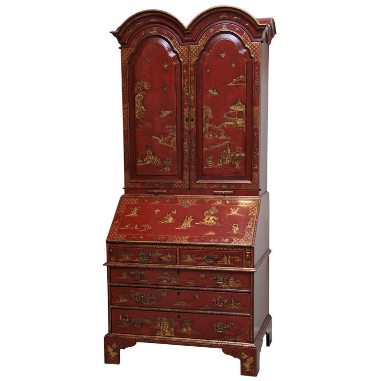 A George I style lacquered Bureau Bookcase For Sale
