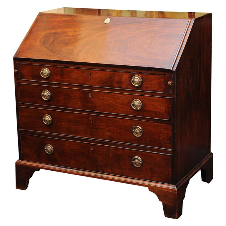 18th Century Georgian Mahogany Slant Front Desk For Sale