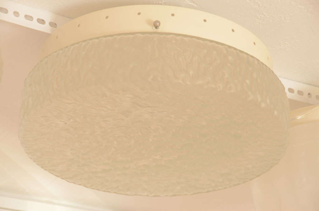 Rippled Textured Glass Ceiling Fixture In Excellent Condition For Sale In Bridgehampton, NY
