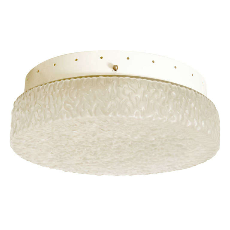 Rippled Textured Glass Ceiling Fixture For Sale