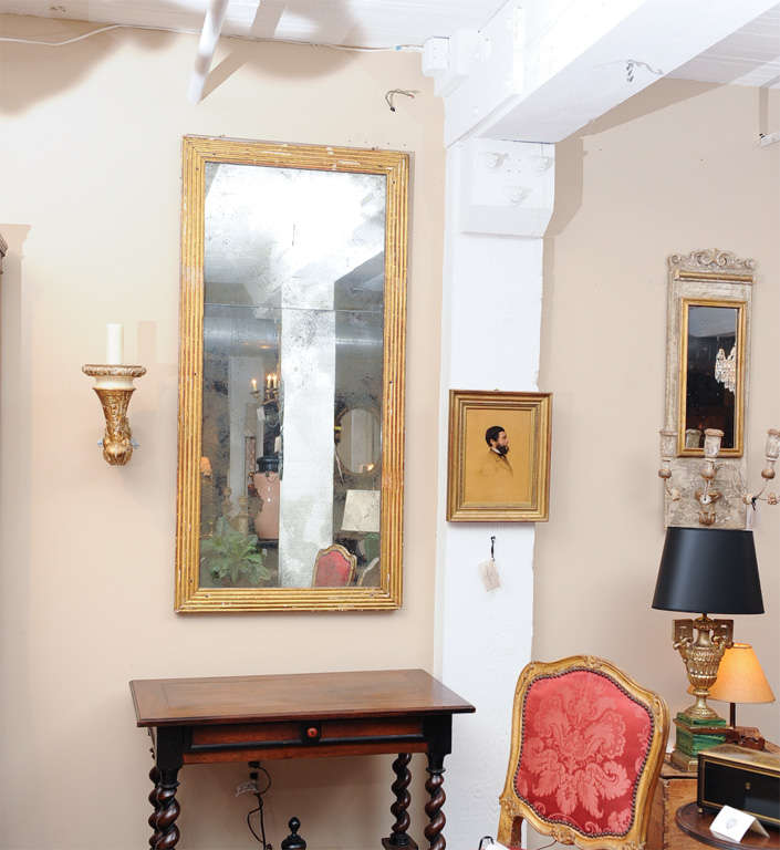 Large-Scale French Fluted Giltwood Mirror