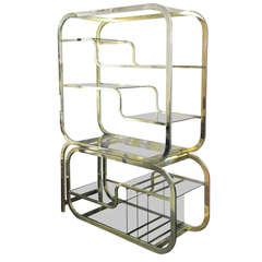 1980
s Brass and Glass Etagere