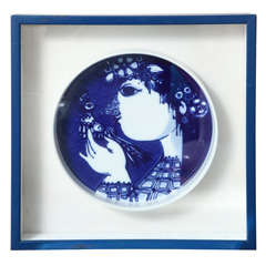 Framed Hand Painted Rosenthal Plate by Wiinblad