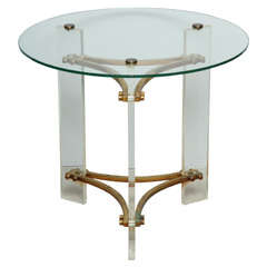 Lucite and bronze side table
