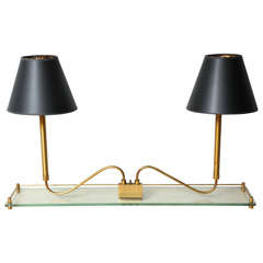 Glass and Bronze Lamp in the Style of Arte Fontana