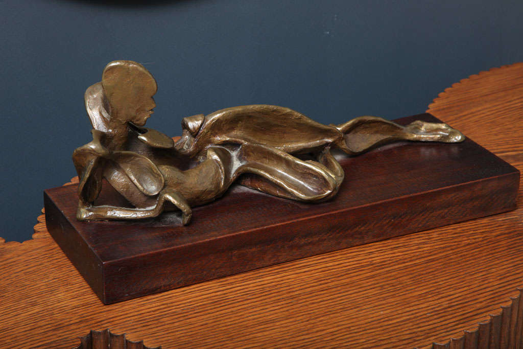 French Bronze 1980's Figural Study Of A Reclining Female . For Sale
