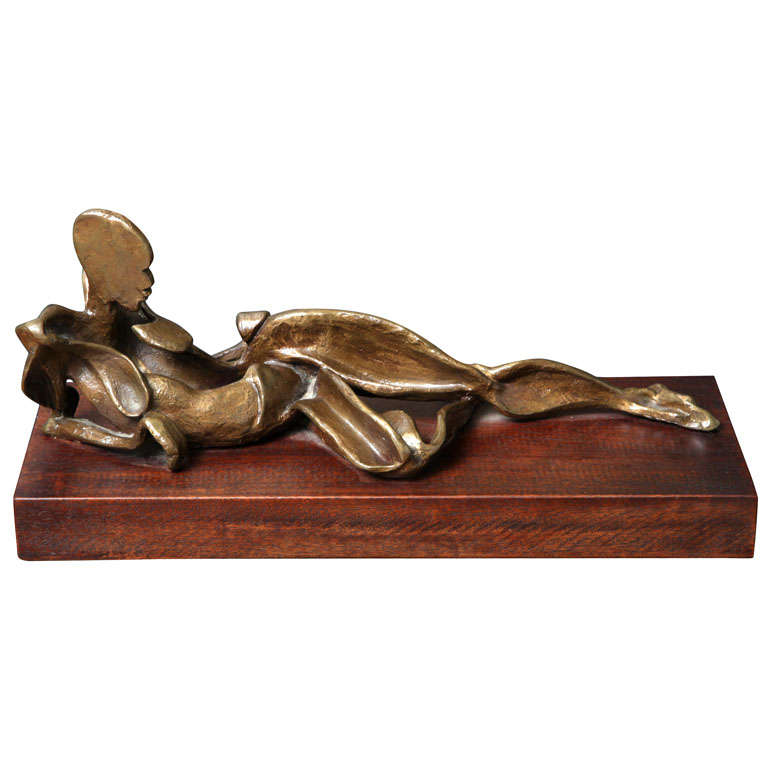 Bronze 1980's Figural Study Of A Reclining Female . For Sale