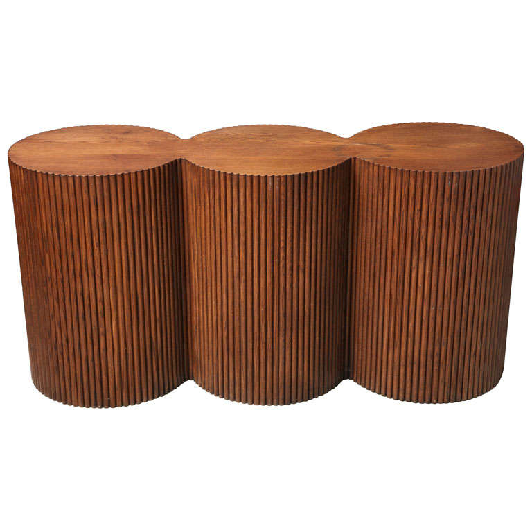 Reeded Barrel Form 1960's Console Table For Sale