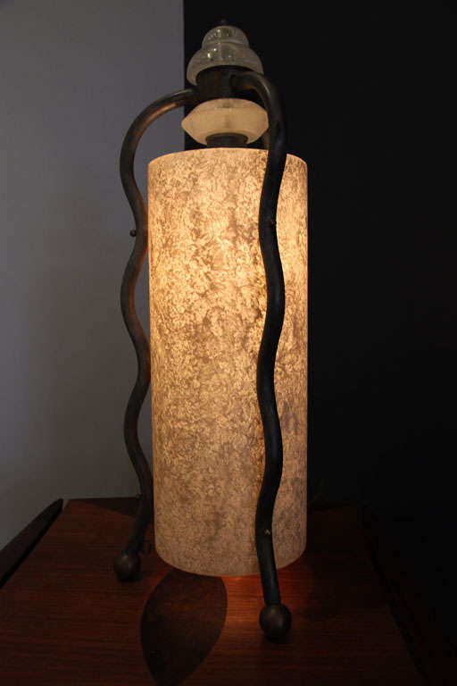 Mid Century Bronze and Lucite Column Lamp/Chandelier For Sale 5