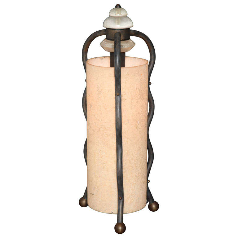 Mid Century Bronze and Lucite Column Lamp/Chandelier For Sale