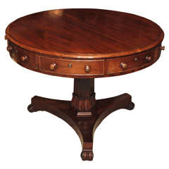 Antique English Mahogany Drum Table