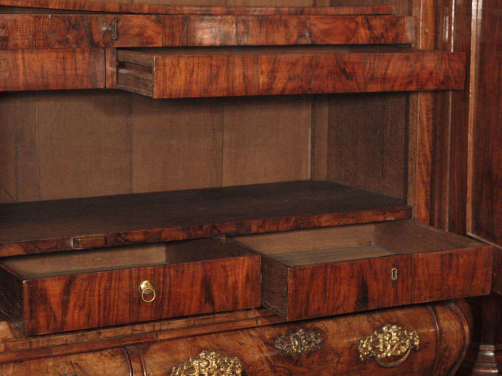 Antique Dutch Queen Anne Burled Walnut Cabinet 1
