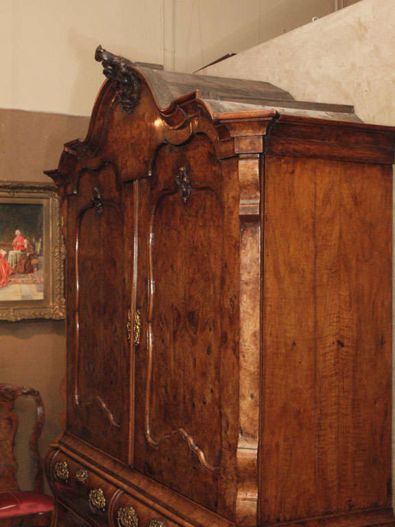 Antique Dutch Queen Anne Burled Walnut Cabinet 4