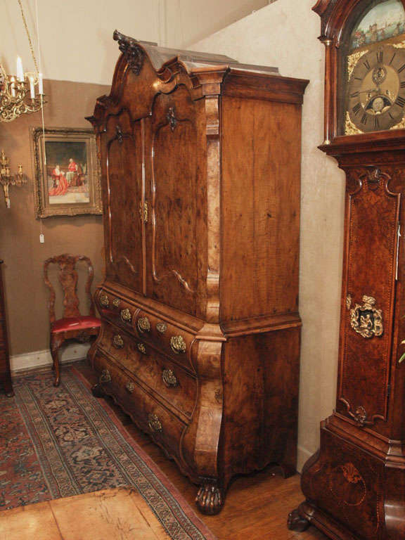Antique Dutch Queen Anne Burled Walnut Cabinet 5