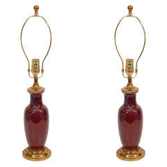 Retro Pair of Pottery Lamps