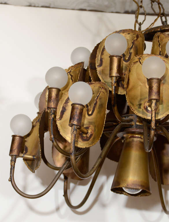 Brutalist Metal Chandelier In Excellent Condition For Sale In New York, NY