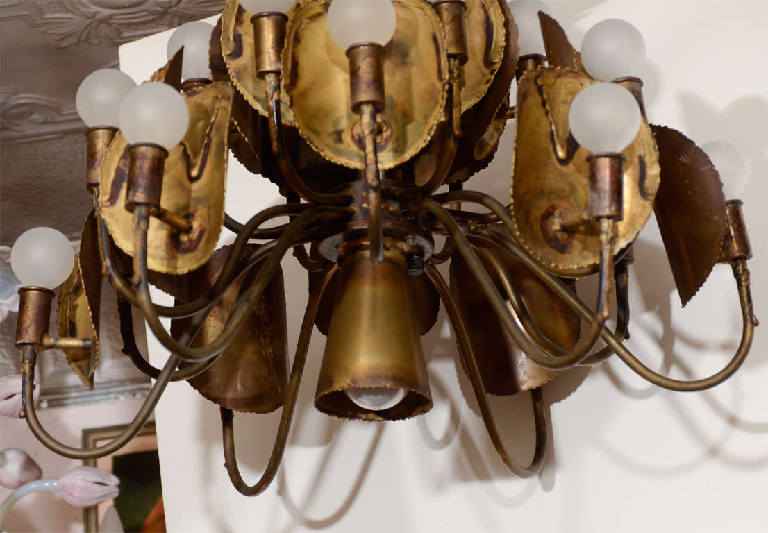 Mid-20th Century Brutalist Metal Chandelier For Sale