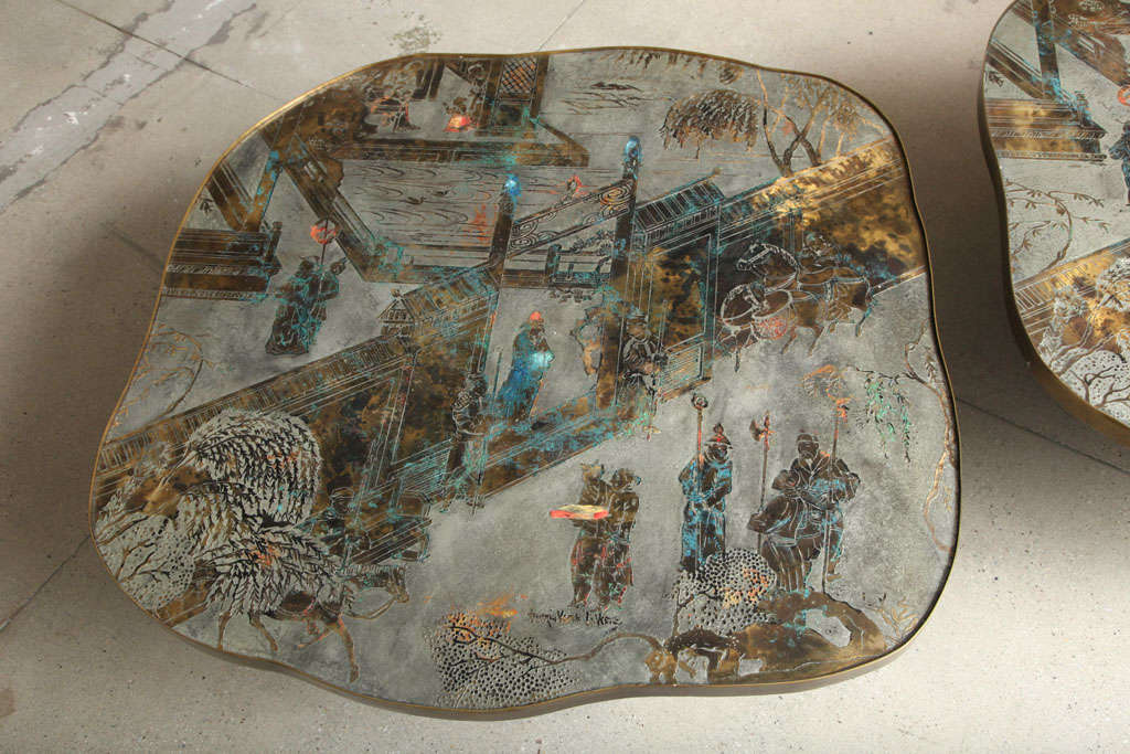 American Rare Pair of Coffee Tables By Philip And Kelvin Laverne