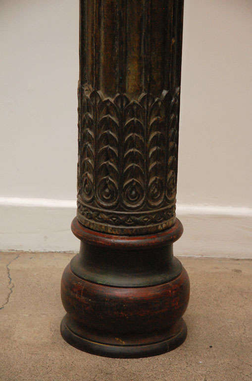 carved wooden pillars