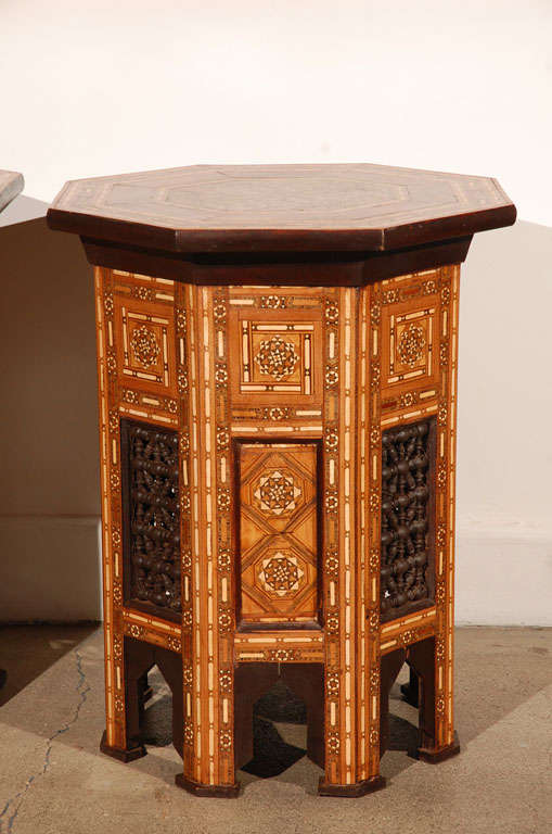 Pair of Syrian Hexagonal Inlaid Side Tables 1