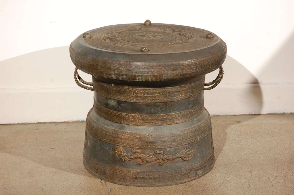 19th Century Outdoor AsianThai Bronze Rain Drum
