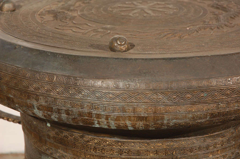 19th Century Outdoor AsianThai Bronze Rain Drum