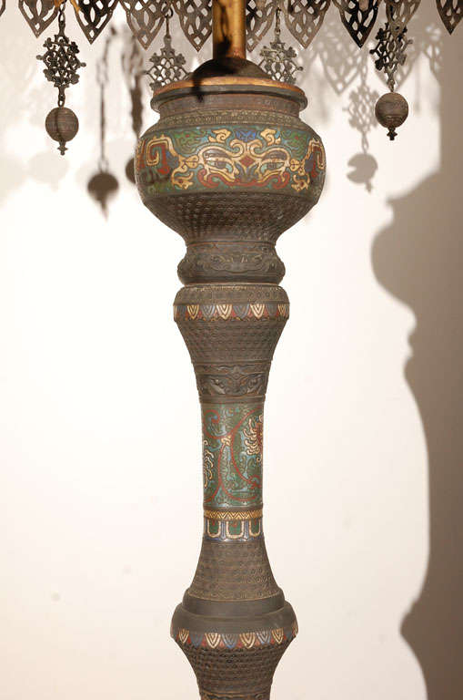 Rare 19th Century  Bronze and cloisone Floor Lamp 5