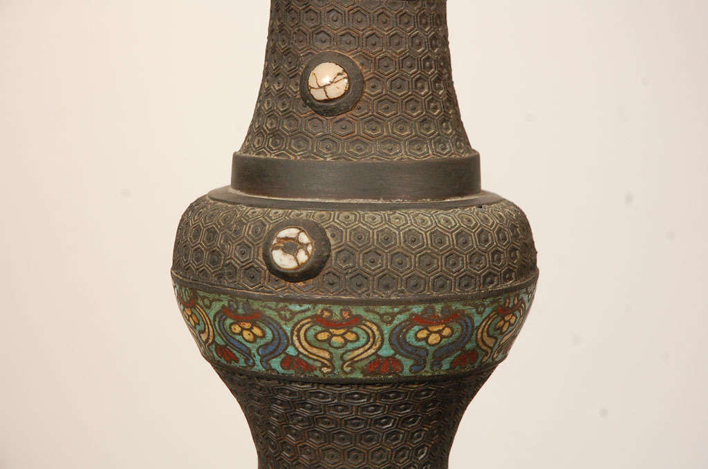 Rare 19th Century  Bronze and cloisone Floor Lamp 7