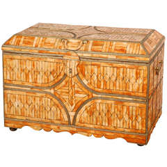 Moroccan Wedding Trunk Coffer Inlaid with Bone and Brass 1