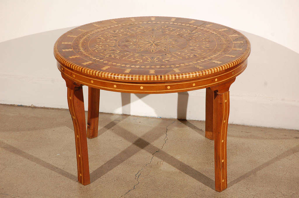 Moroccan Round Coffee Table Inlaid, Round Wooden Moroccan Coffee Table