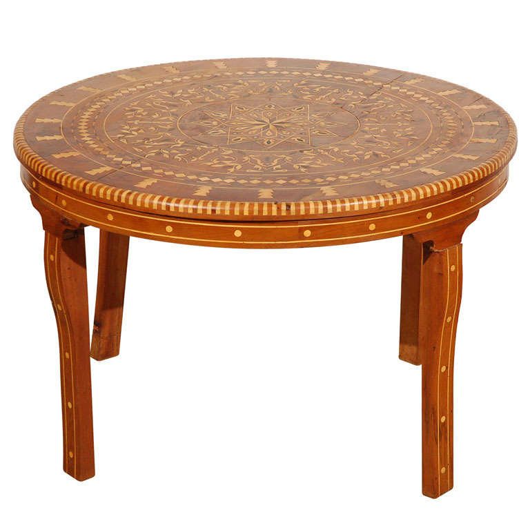 Moroccan Round Coffee Table Inlaid Marquetry