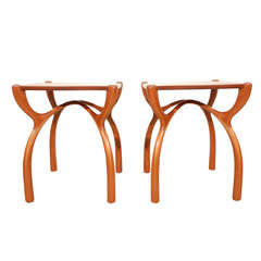 Pair of Todd Ouwehand Handcrafted Arched Side Tables